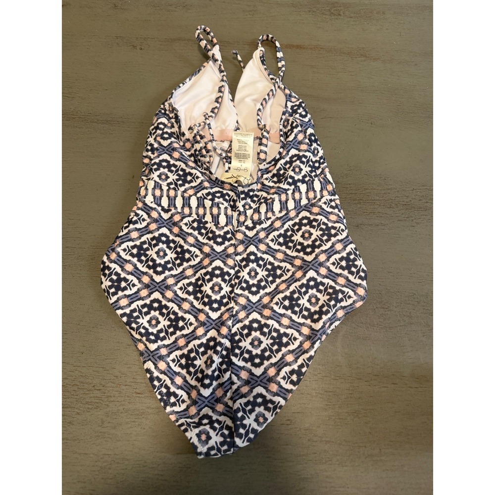 blue white JESSICA SIMPSON one piece swimsuit size small - Picture 2 of 2